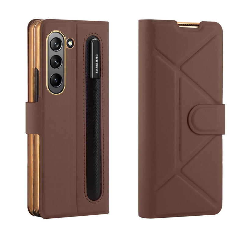 Magnetic Leather Flip Cover & S Pen Slot Holder for Samsung Galaxy Z Fold 5